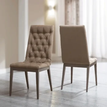 High Gloss Lacquer Elite Dining Room Set Brown Silver Birch