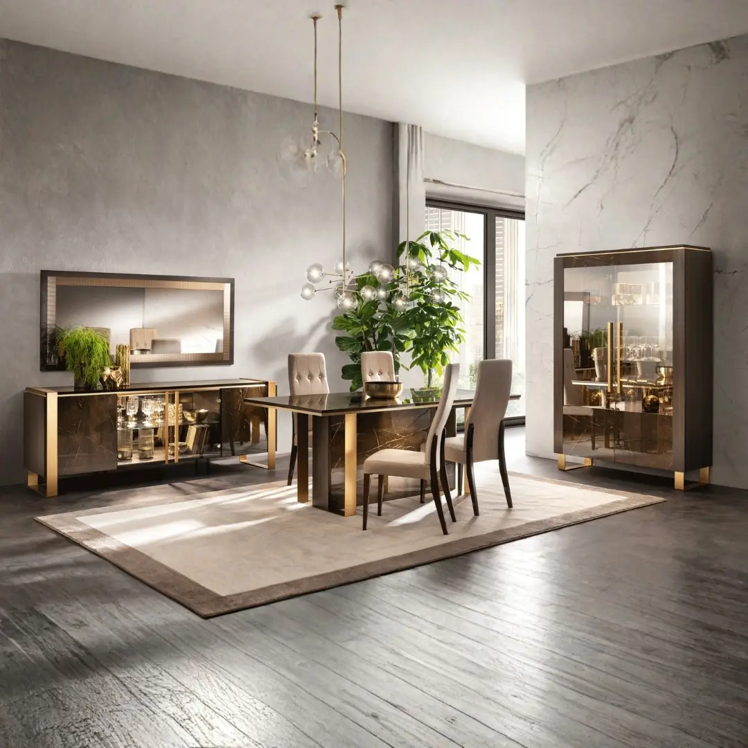 High Gloss Lacquer Essenza Dining Set By Arredoclassic Italy By Esf Furniture | Mobilia Cleopatra 3 High Gloss Lacquer Essenza Dining Set by Arredoclassic Italy