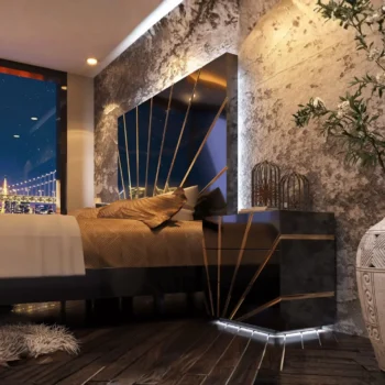 Mat, Shiny Oro Black Bedroom Set