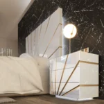 High Gloss Lacquer Oro White Bedroom Set