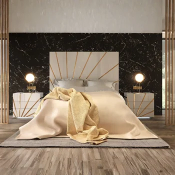 High Gloss Lacquer Oro White Bedroom Set