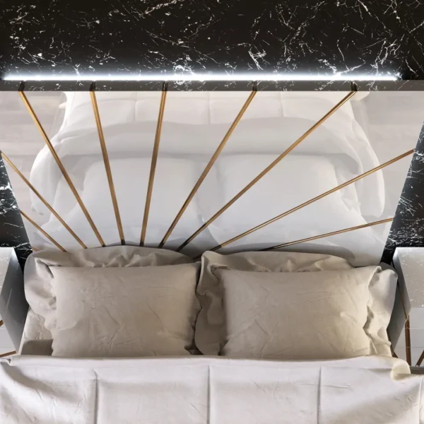 High Gloss Lacquer Oro White Bedroom Set