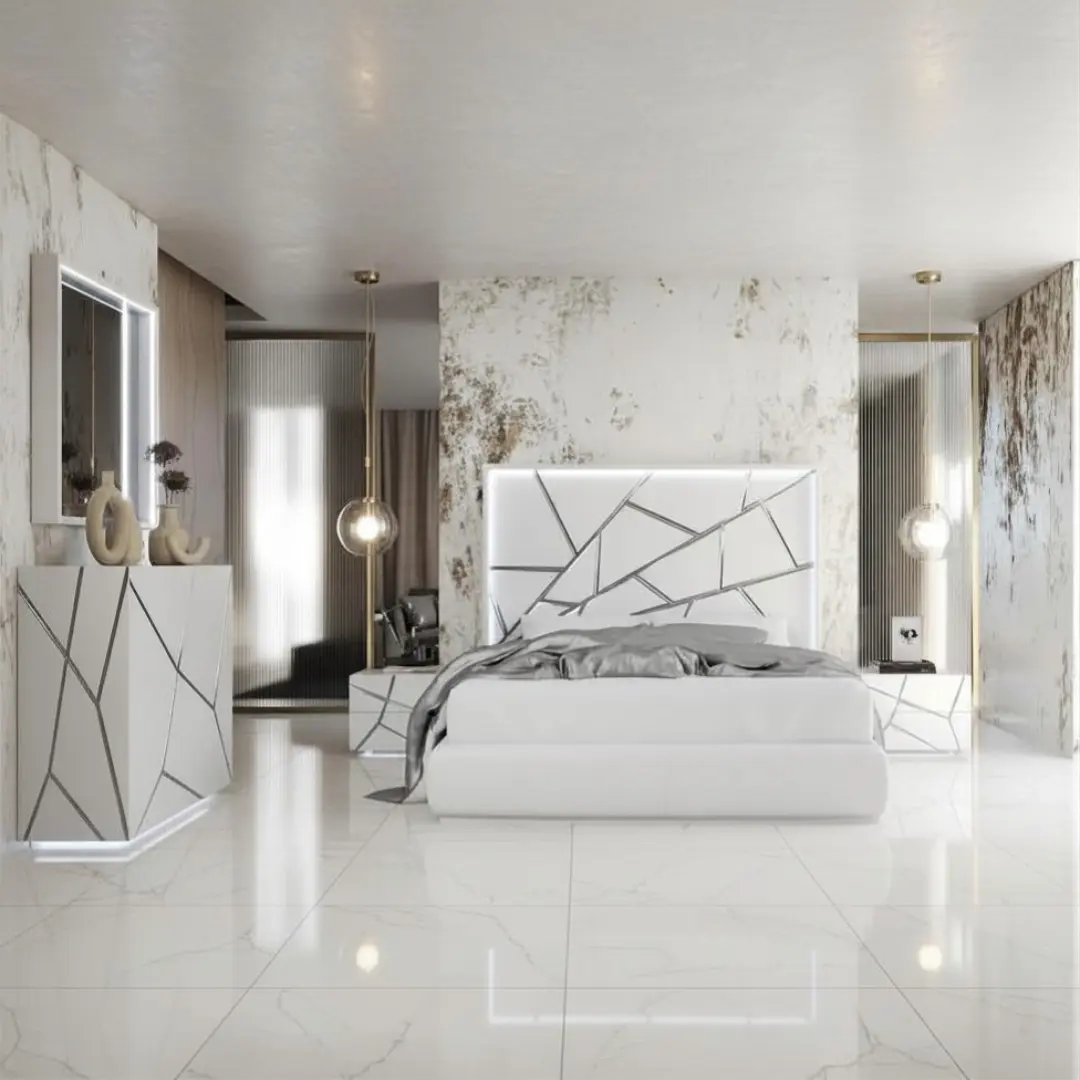 High Gloss Lacquer, Mat Gio Bedroom Set By Esf Furniture | Mobilia Cleopatra 3 High Gloss Lacquer, Mat Gio Bedroom Set