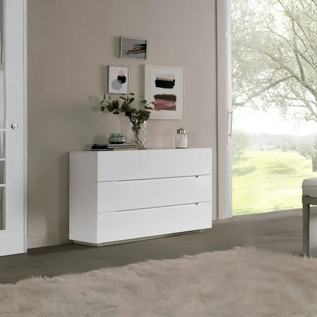 High Gloss C 100 Dresser White By Esf Furniture | Mobilia Cleopatra 3 High Gloss C 100 Dresser White