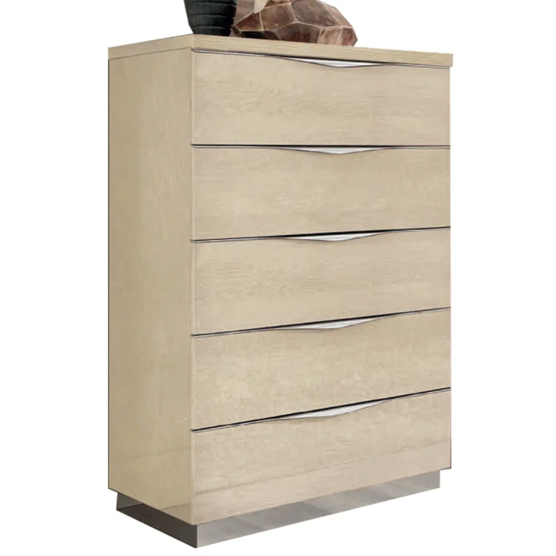 Shiny Platinum Chest Ivory By Esf Furniture | Mobilia Cleopatra 3 Shiny Platinum Chest Ivory