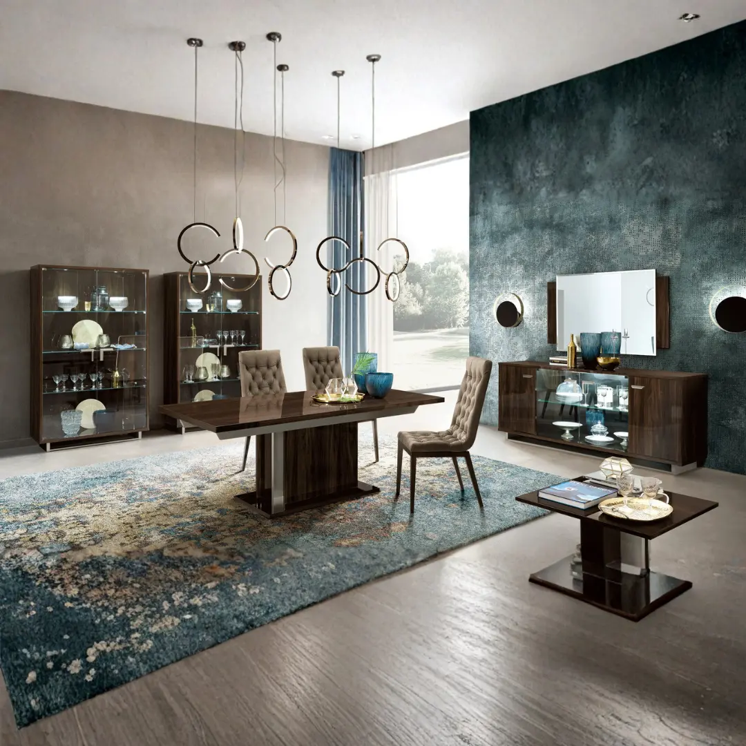Volare Dining Room Set Dark Walnut/Nickel Additional Items By Esf Furniture | Mobilia Cleopatra 3 Volare Dining Room Set Dark Walnut/Nickel Additional Items