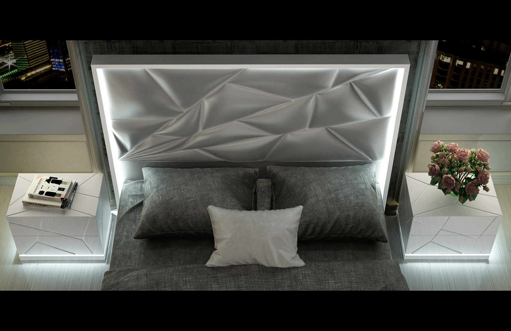 High Gloss Lacquer, Mat Kiu Bedroom Set Additional Items P12011 By Esf Furniture | Mobilia Cleopatra 3 Kiu-Bedroom-Additional-Items