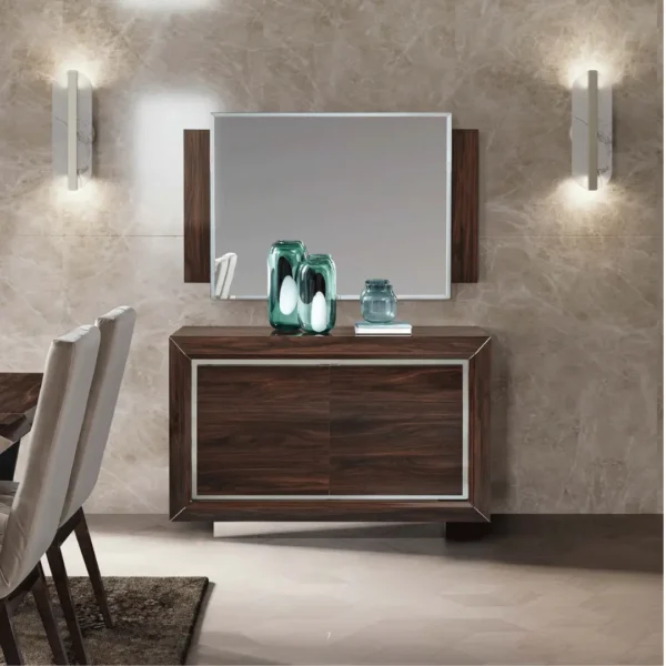 High Gloss Lacquer Elite Day Walnut Dining Room Set Additional Items