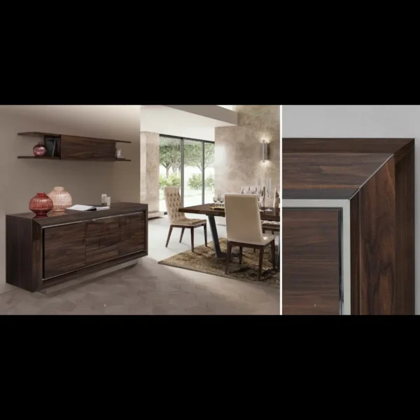 High Gloss Lacquer Elite Day Walnut Dining Room Set Additional Items