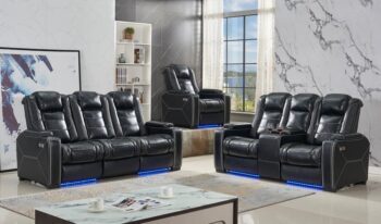 Black Leather 2PC Living Room Set By McFerran