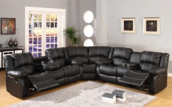 Black Leahter Sectional 3PC By McFerran
