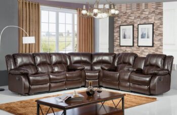 Brown Pu Leather 3PC Set Sectional By McFerran