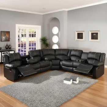Black Leahter Sectional 3PC By McFerran