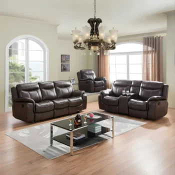 SF3739 Brown Leather 2 PC Living Set By McFerran