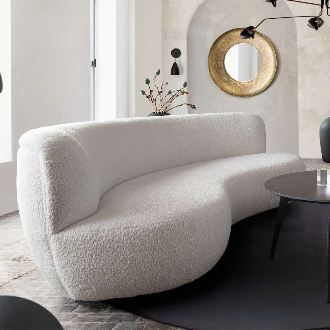 White Faux Sheepskin Simone Sofa By Diamond Sofa | Mobilia Cleopatra 3 White Faux Sheepskin Simone Sofa