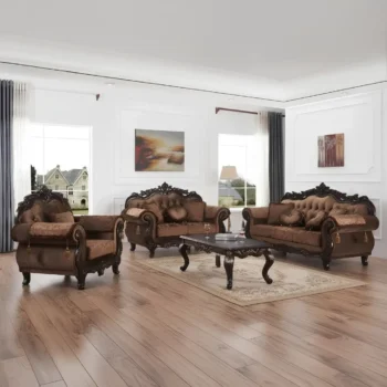 Classic Brown Wooden 2PC Living Set By McFerran