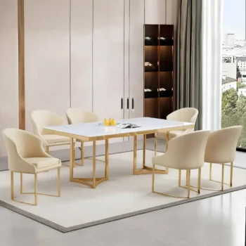 D1007-T Faux White Marble Table By McFerran