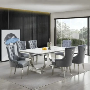 D1003-T Faux White Marble Table By McFerran