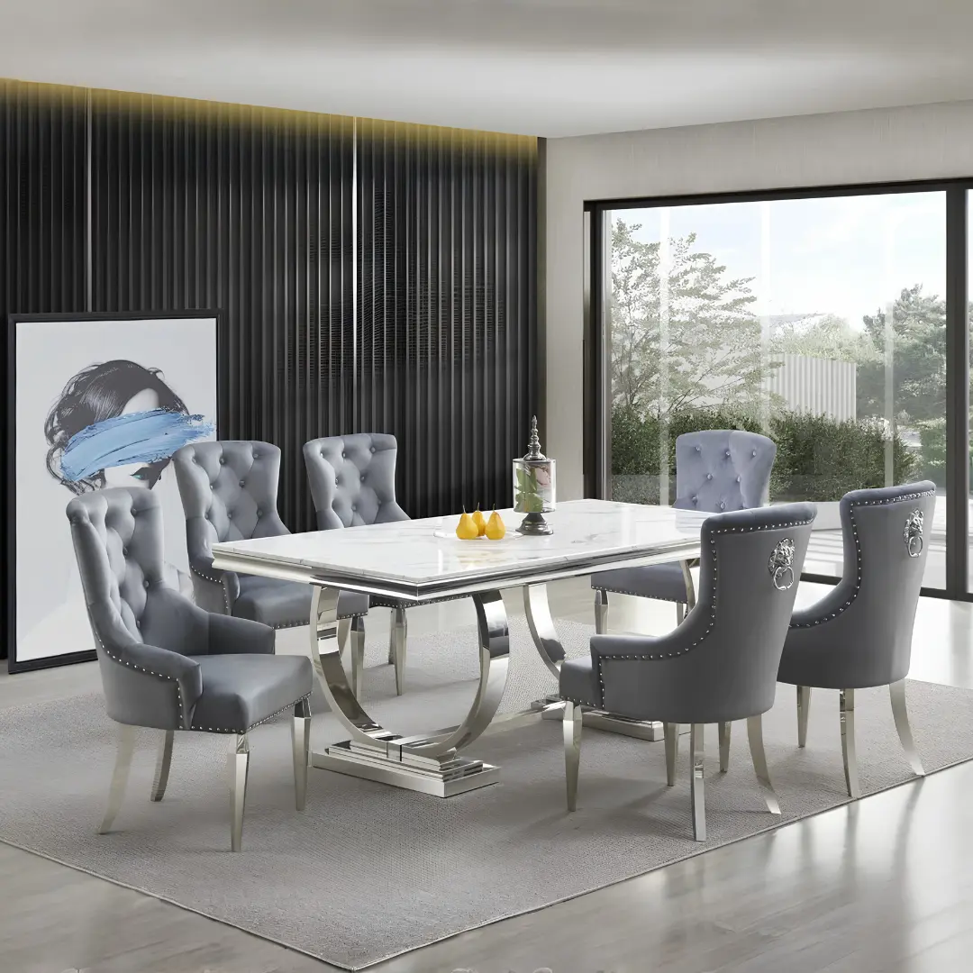 D1003-T Faux White Marble Table By Mcferran | Mobilia Cleopatra 3 D1003-T Faux White Marble Table By McFerran - Image 1