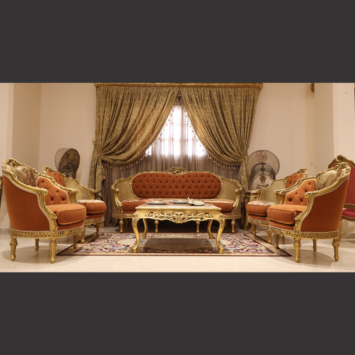 Mc-30 Ginger Brown Baroque Neoclassic Sofa Set . | Mobilia Cleopatra 3 MC-30 ginger brown Baroque Neoclassic sofa set . - Image 1
