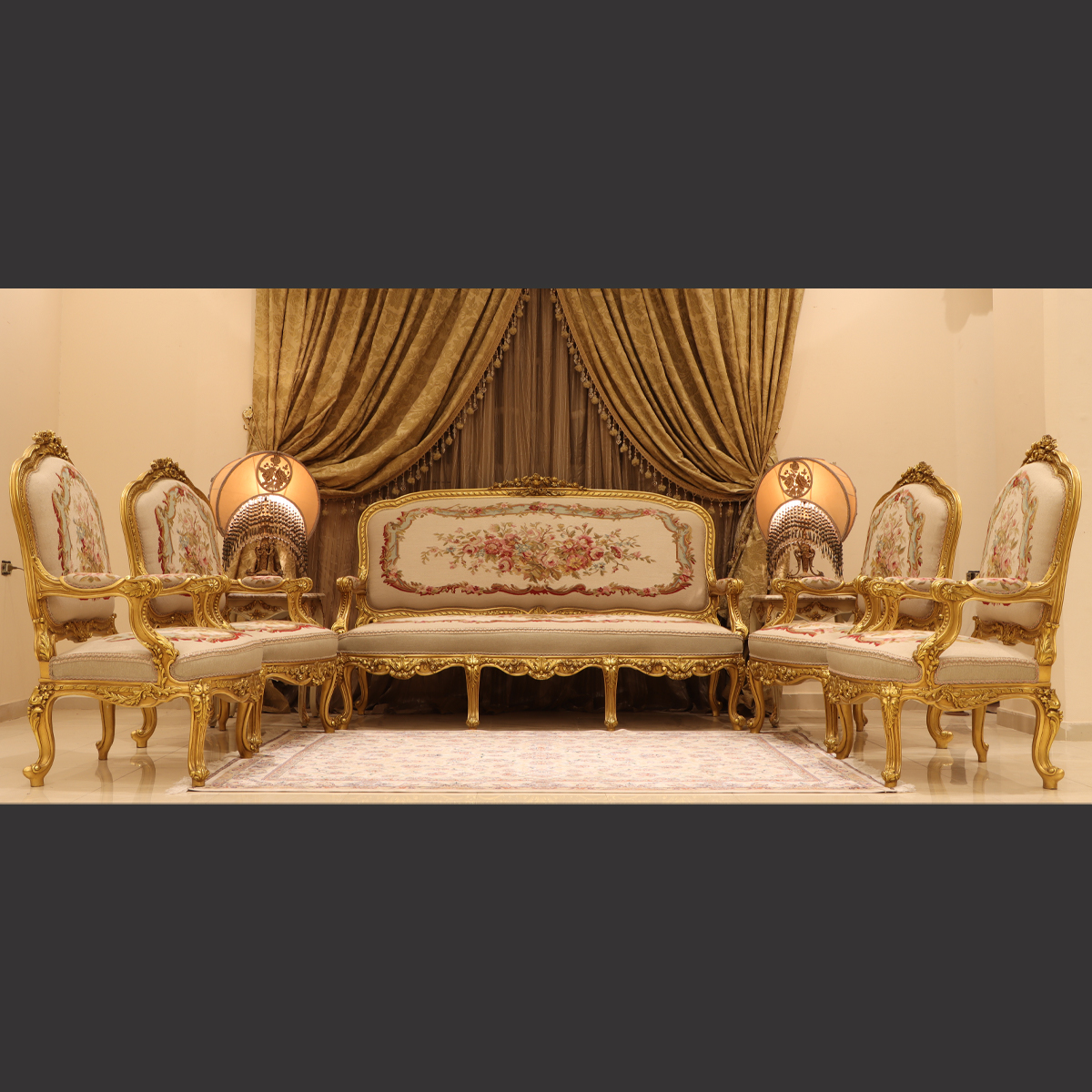 Mc-38 Coffee Rococo Sofa Set . | Mobilia Cleopatra 3 MC-38 coffee Rococo sofa set . - Image 1