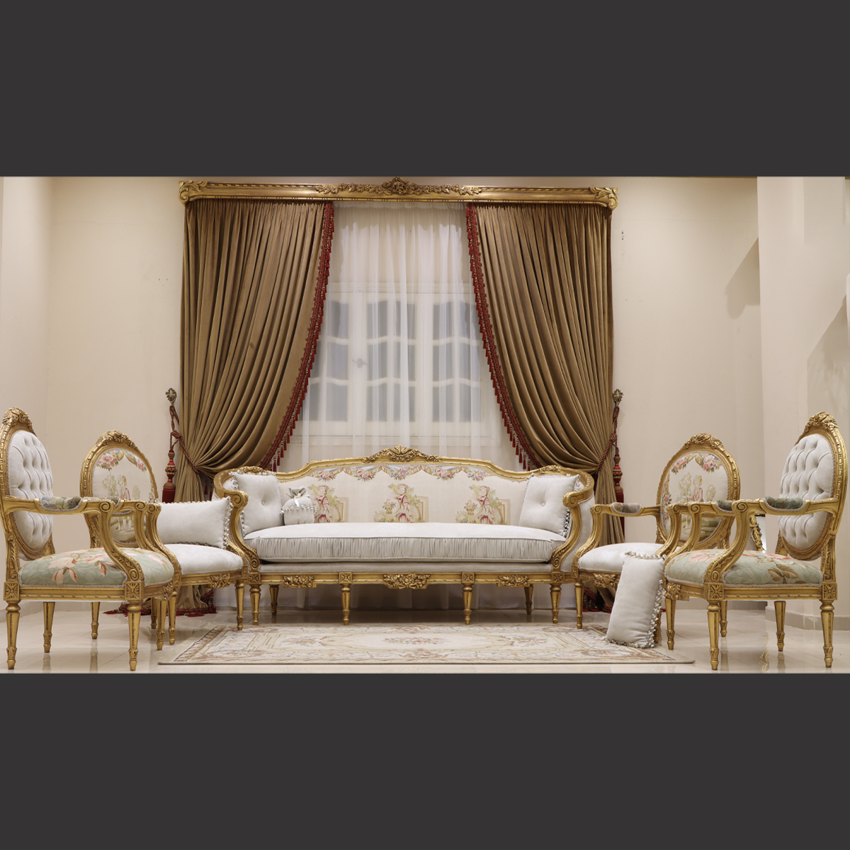 MC-52 off white Neoclassic sofa set. 3