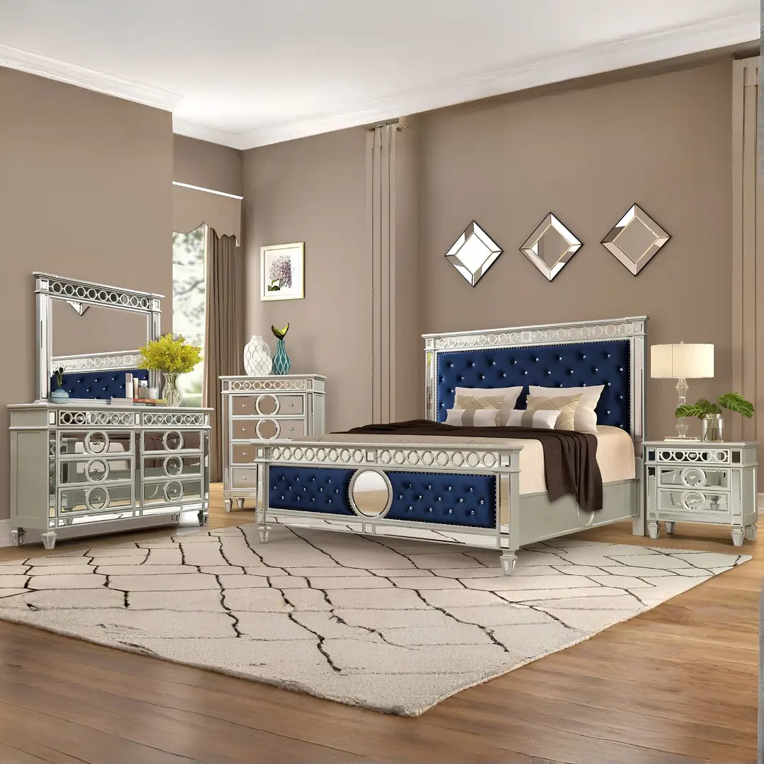 B1688-M Silver Frame Mirror By Mcferran | Mobilia Cleopatra 3 B1688-M Silver Frame Mirror By McFerran - Image 1