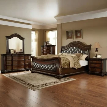 B9588 Tufted Leather Bed By Mcferran |