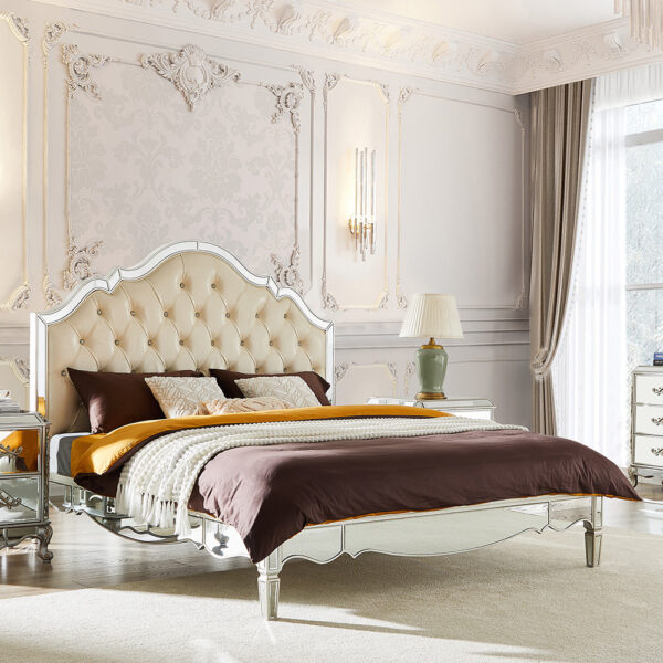 Creme Bed Hd-2800 By Homey Design | Mobilia Cleopatra 3 HD-2800-BED