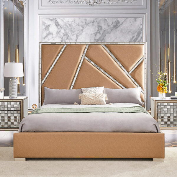 Silver Bed Hd-6039 By Homey Design | Mobilia Cleopatra 3 HD-6039-BED