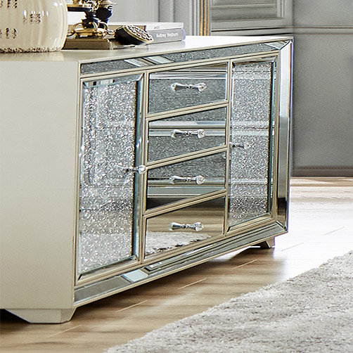 Champagne Silver Dresser Hd-6045 By Homey Design | Mobilia Cleopatra 3 HD-6045-DRESSER-bed