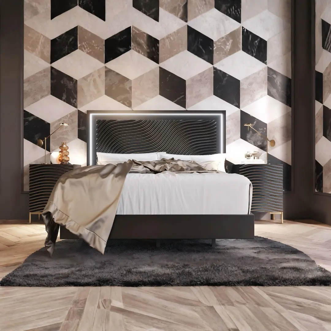 Mat Mx68 Black Bedroom Set By Esf Furniture | Mobilia Cleopatra 3 Mat MX68 Black Bedroom Set
