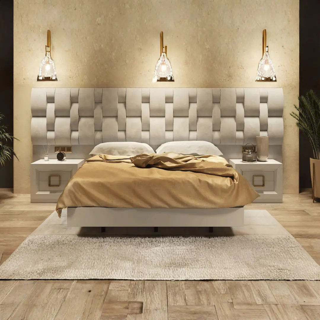 Mx63 White Velvet Bedroom Set By Esf Furniture | Mobilia Cleopatra 3 MX63 White Velvet Bedroom Set