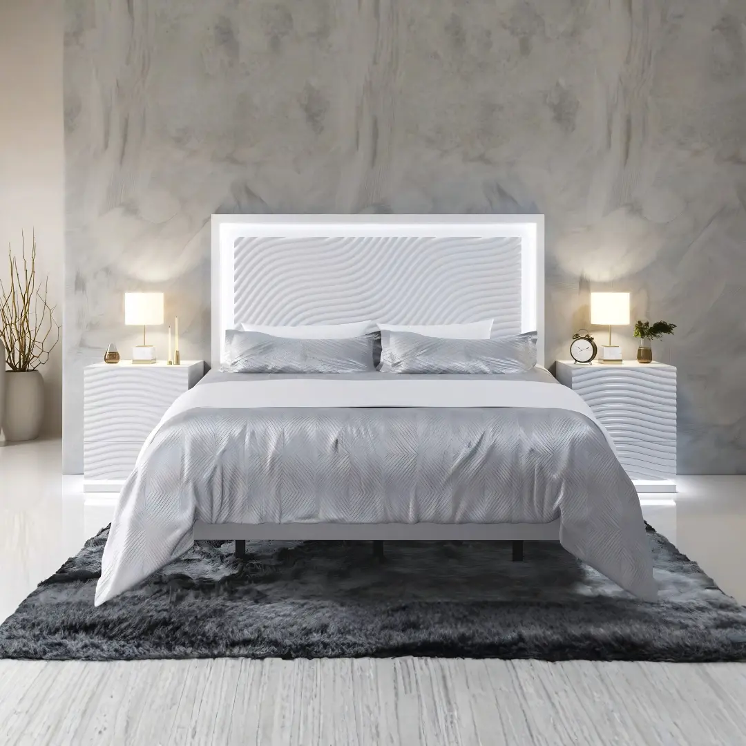 Mat Mx67 White Bedroom Set By Esf Furniture | Mobilia Cleopatra 3 Mat MX67 White Bedroom Set