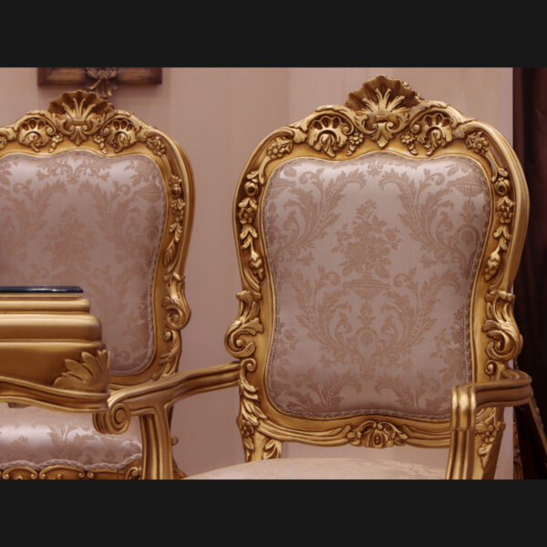 Handmade Palace Gold Arm Chair - Image 3