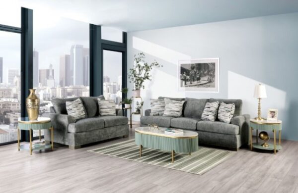 Gray LEYTONSTONE LOVESEAT SM1208-LV by Furniture of America. - Image 4