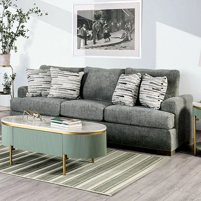 Gray Leytonstone Sofa Sm1208-Sf By Furniture Of America. | Mobilia Cleopatra 3 Gray LEYTONSTONE SOFA SM1208-SF by Furniture of America. - Image 1