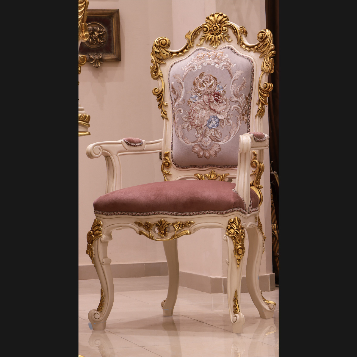 Handmade Bellona White Arm Chair | Mobilia Cleopatra 3 Handmade Bellona White Arm Chair - Image 1