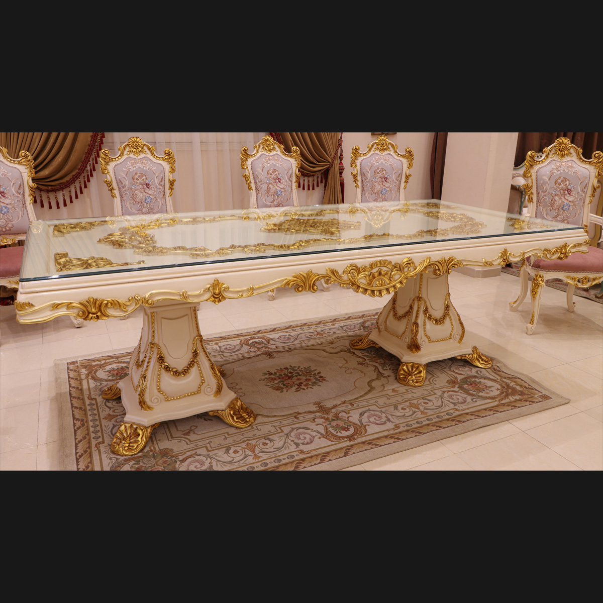 Handmade Bellona White Dinning Table | Mobilia Cleopatra 3 Handmade Bellona White Dinning Table - Image 1