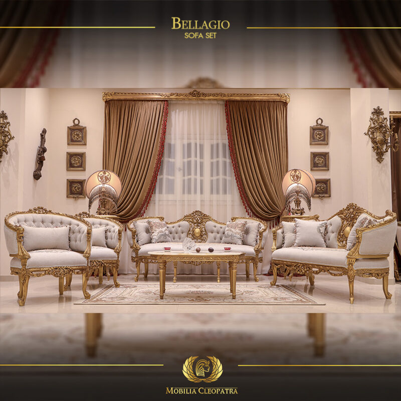 4Pcs Handmade Bellagio Gold Sofa Set | Mobilia Cleopatra 3 Bellagio full set