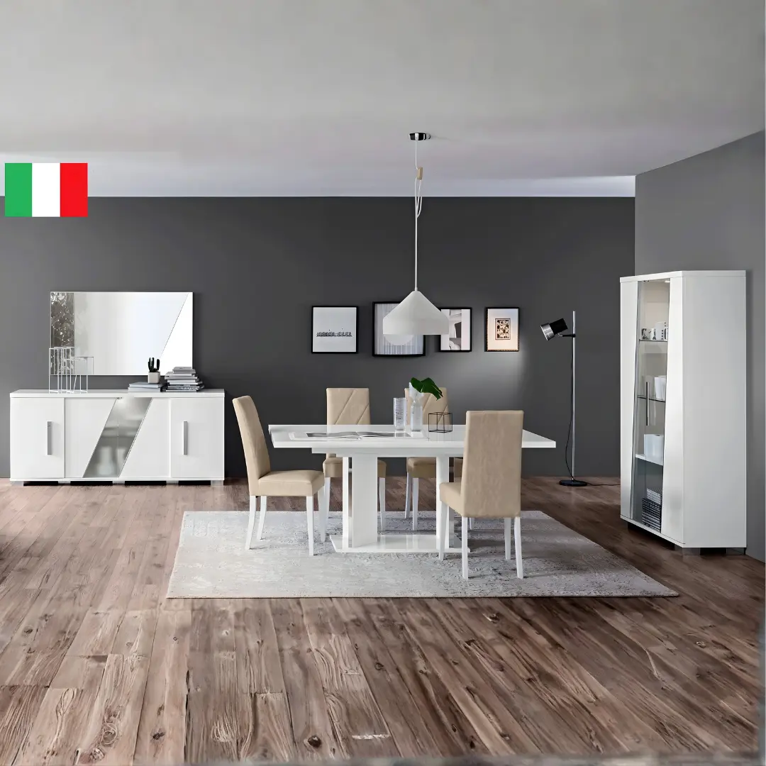 High Gloss Lacquer Lisa Dining Room Set Italy By Esf Furniture | Mobilia Cleopatra 3 High Gloss Lacquer Lisa Dining Room Set Italy