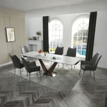9188 Table with 1218 Swivel Dark Gray Chairs