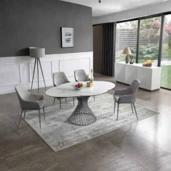 Mat, Shiny 9034 Dining Table with 1254 Chairs and 3012 Buffet