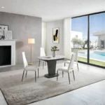 Mat, Shiny 2417 Marble Table White with 3405 White Chairs