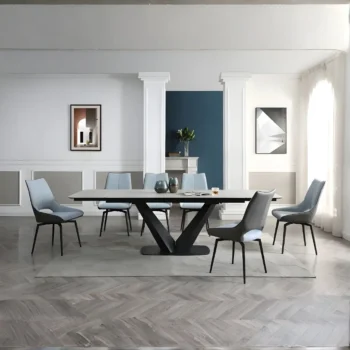 9189 Table with 1239 Swivel Blue Chairs