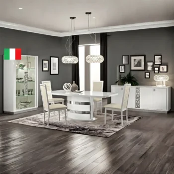 High Gloss Lacquer Roma Dining Set White, Italy
