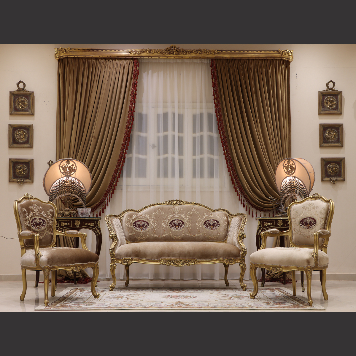 MC-76 taupe beige Neoclassic sofa set 3