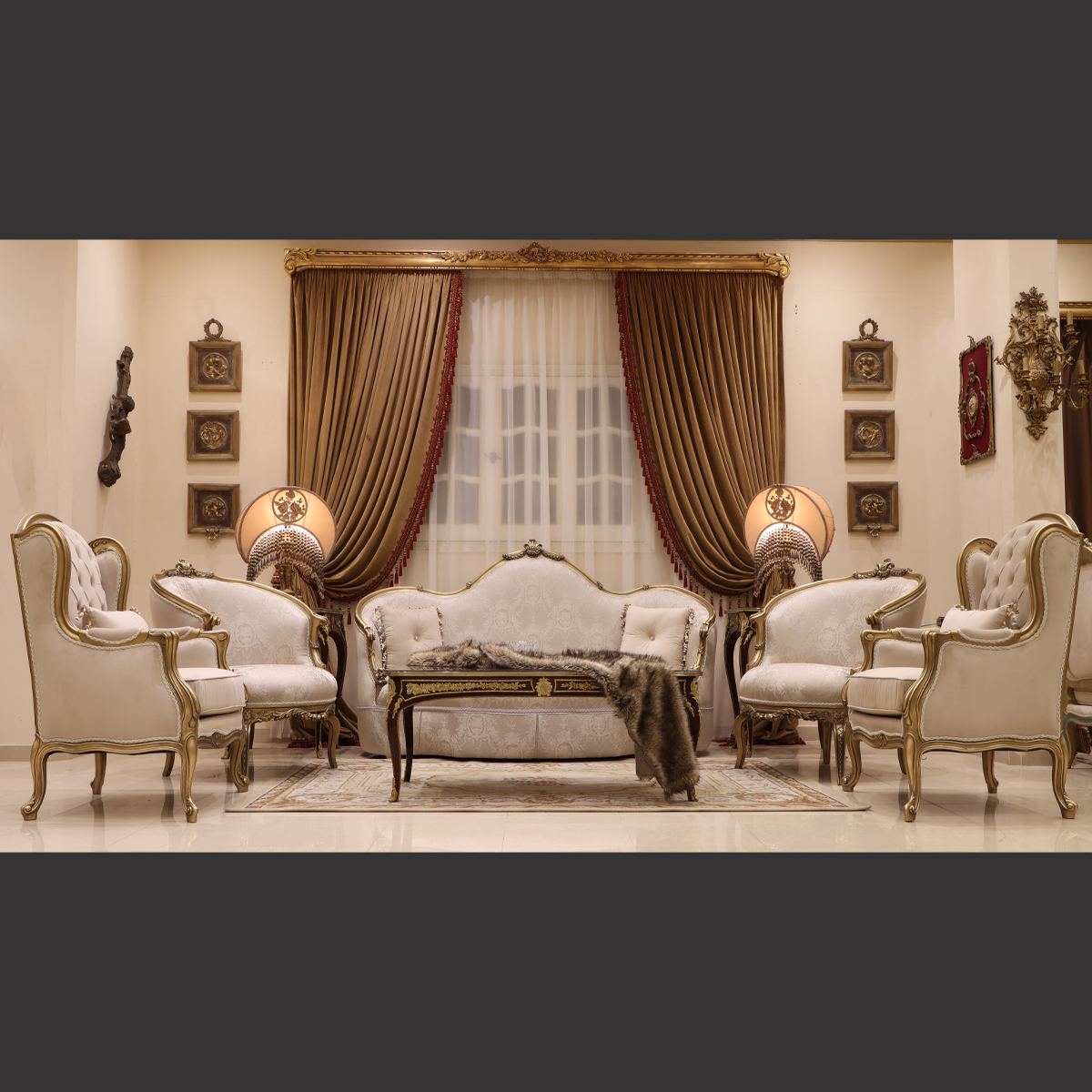 Mc-86 Off White Neoclassic Sofa Set | Mobilia Cleopatra 3 MC-86 off white Neoclassic sofa set - Image 1