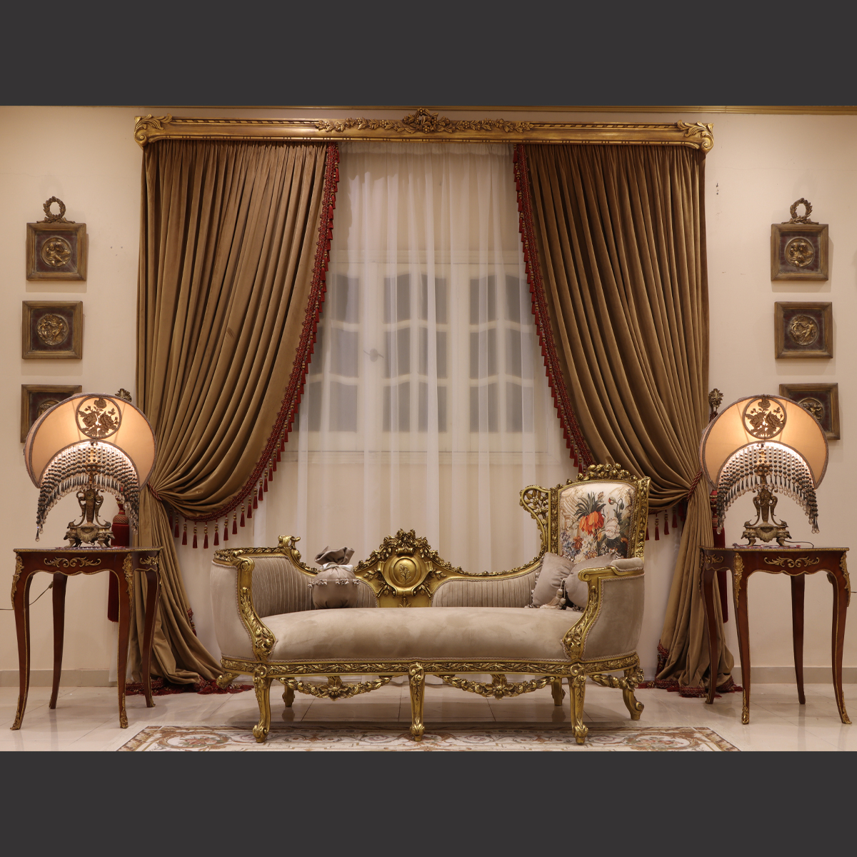 Mc-103 Taupe Beige Baroque Sofa Set | Mobilia Cleopatra 3 MC-103 taupe beige Baroque sofa set - Image 1