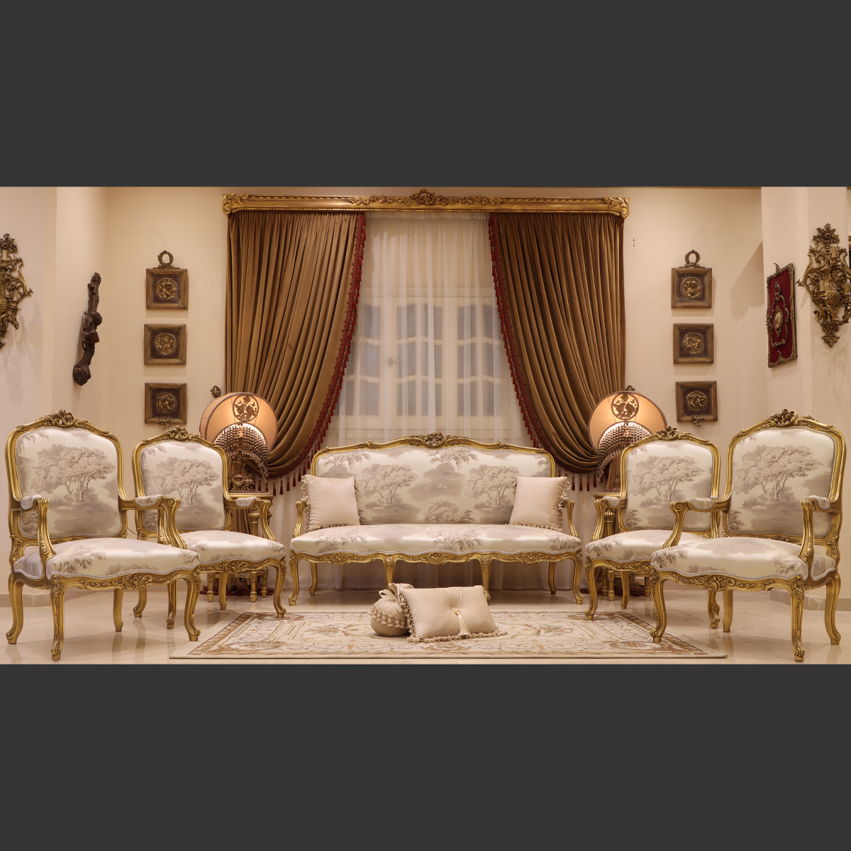 Mc-107 Off White Rococo Sofa Set | Mobilia Cleopatra 3 MC-107 off white Rococo sofa set - Image 1